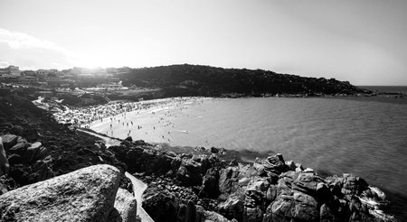 Panorama of blue sea on the islandの写真素材