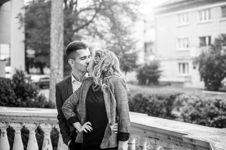 Happy young couple outdoorの写真素材