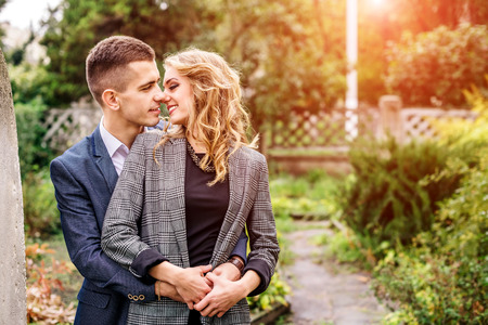 Happy young couple outdoorの写真素材