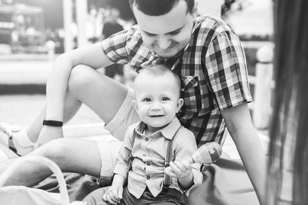 Happy father with little sonの写真素材