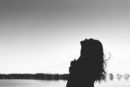 Silhouette of the young girlの写真素材