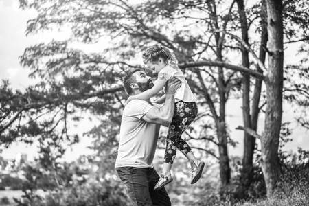 Father with his daughter have fun outdoorの写真素材