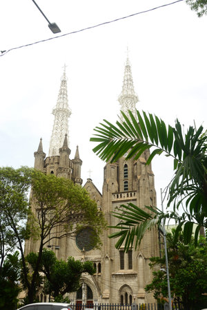 Jakarta Cathedral is a Roman Catholic cathedral in Jakarta, Indonesia, which is also the seat of the Roman Catholic Archbishop of Jakarta, currently Archbishop Ignatius Suharyo Hardjoatmodjo.の写真素材