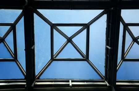 iron trellis of stainless steel with a symmetrical shapeの写真素材