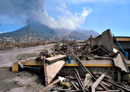 Eruption of Merapi Mount in Java Island, Indonesiaの写真素材