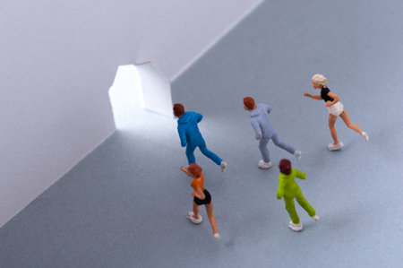 Man running toward the lightの写真素材