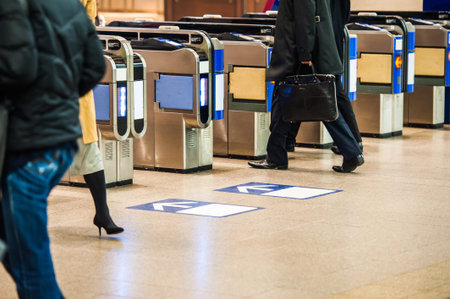 People who walk the ticket gate of the station, the everyday scene