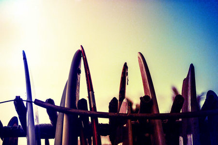 Surfing boardの写真素材