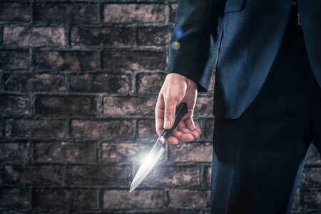 Man has a knifeの写真素材
