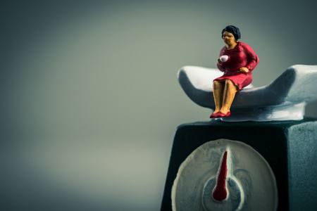 Women who are riding the scaleの写真素材