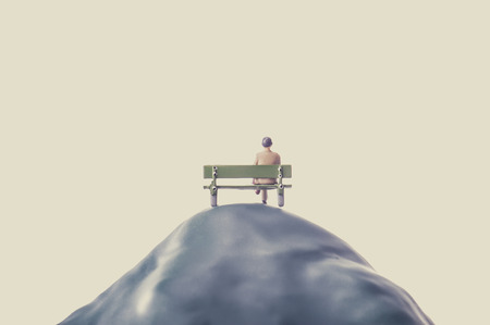 businessman sit on a benchの写真素材