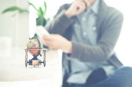 Men relax in the roomの写真素材