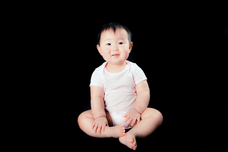 Cute baby, Black Backgroundの写真素材