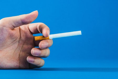 Tobacco, blue backgroundの写真素材