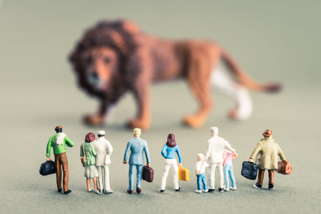 Lion and humanの写真素材