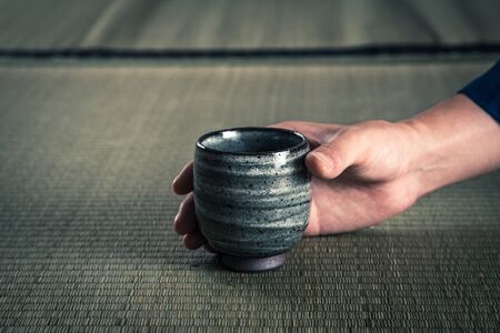 Tea and Japanese-style tatamiの写真素材