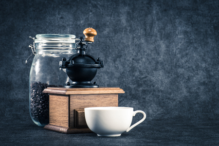 Coffee cup and coffee beansの写真素材
