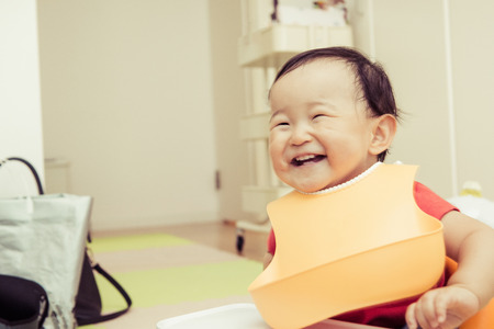Cute baby with a mealの写真素材