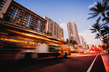 Night view and the carの写真素材