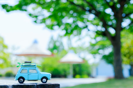 Car model and natural greenの写真素材