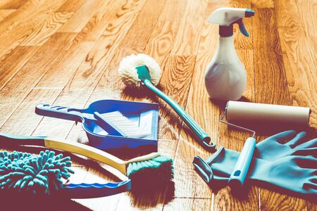 Cleaning tools layoutの写真素材