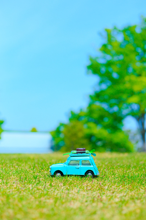 Car model and natural greenの写真素材