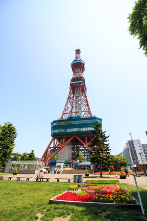 Sapporo, Japan -  June 30, 2017 - Television tower at Odori Park, Sapporo, Hokkaido, Japan.Odori Park is a park located in the heart of Sapporo.The Sapporo TV Tower built in 1957.のeditorial素材