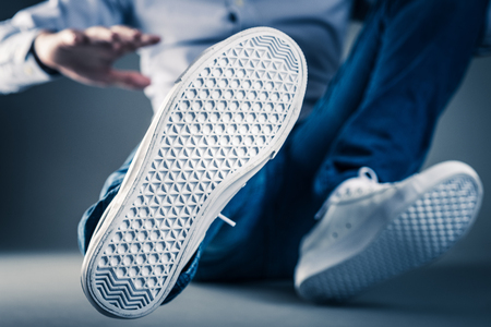 Men wearing sneakersの写真素材