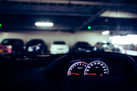 View from a car dashboard.の写真素材