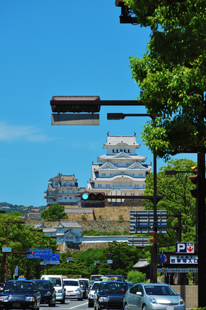 Himeji castle is a hilltop Japanese castle complexのeditorial素材