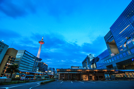 Kyoto,Japan - August 21, 2017: Kyoto Tower in Kyoto, Japan.It is Kyoto's tallest structure.のeditorial素材