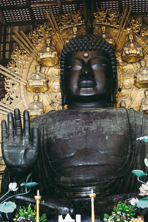 The Great Buddha (Daibutsu) at Todaiji temple in Nara, Japanのeditorial素材