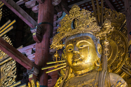The Great Buddha (Daibutsu) at Todaiji temple in Nara, Japanのeditorial素材