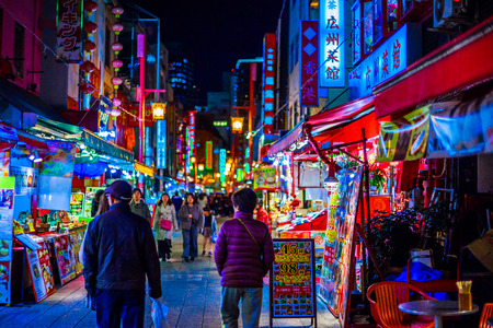 Hyogo,Japan - November 24, 2017: Kobe Chinatown in Kobe.Nankinmachi is a compact Chinatown in central Kobe and a center of the Chinese community in the Kansai Region.のeditorial素材
