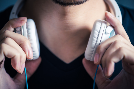 Men with headphonesの写真素材