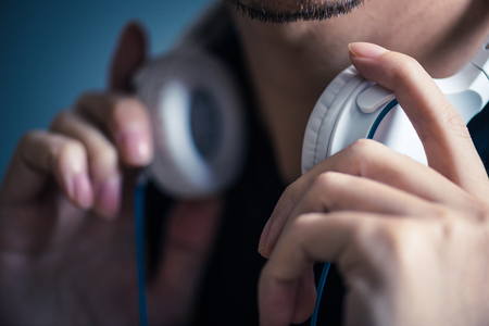 Men with headphonesの写真素材