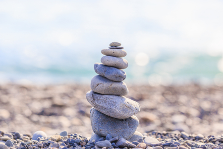 Stacked stone on the beachの写真素材