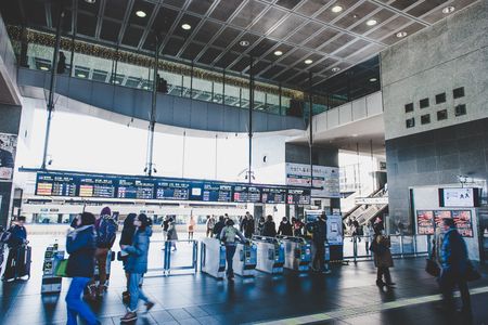 Kyoto,Japan - December 18, 2017: Kyoto Station is a railway station and transportation hub in Kyoto, Japan.のeditorial素材