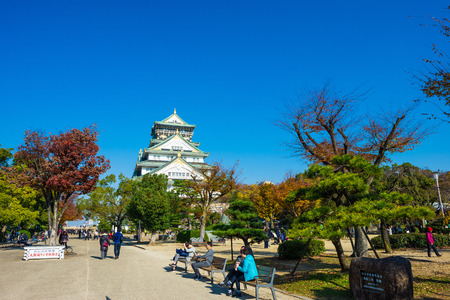 Osaka,Japan - November 28, 2017: Osaka Castle in Osaka, Japan. The castle is one of Japan's most famous landmarks.のeditorial素材