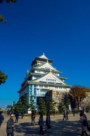 Osaka,Japan - November 28, 2017: Osaka Castle in Osaka, Japan. The castle is one of Japan's most famous landmarks.のeditorial素材