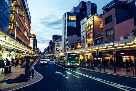 Kyoto,Japan - 18 December 2017 :Shijo Street runs in the center of Kyoto, Japan from east to west through the commercial center of the city.のeditorial素材