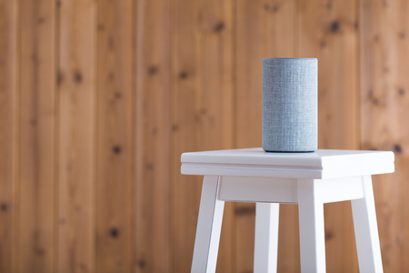 Smart speaker on the stoolの写真素材