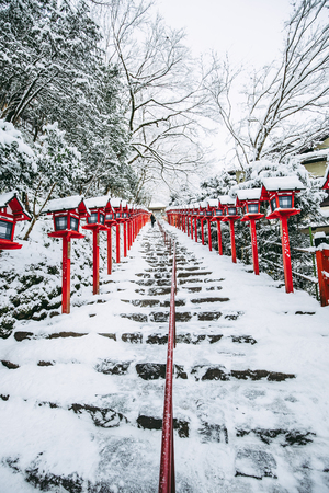 Kyoto, Japan - January 25, 2018: Kifune Shrine is a Shinto shrine located at Sakyo-ku in Kyoto, Japan.Kifune Shrine is dedicated to the god of water.のeditorial素材