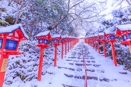 Kyoto, Japan - January 25, 2018: Kifune Shrine is a Shinto shrine located at Sakyo-ku in Kyoto, Japan.Kifune Shrine is dedicated to the god of water.のeditorial素材