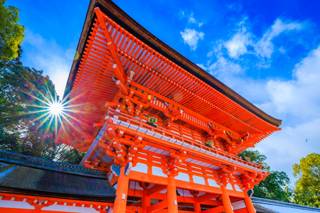 Kyoto, Japan - January 25, 2018: Shimogamo shrine is one of the oldest shinto shrines in Kyoto, Japan. Its formal name is Kamo-mioya-jinja.のeditorial素材