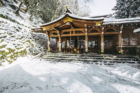 Kyoto, Japan - January 25, 2018: Kifune Shrine is a Shinto shrine located at Sakyo-ku in Kyoto, Japan.Kifune Shrine is dedicated to the god of water.のeditorial素材