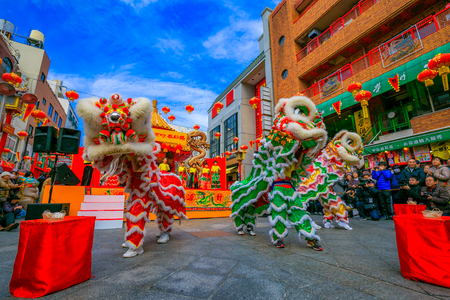 Hyogo,Japan - February 16, 2018: Kobe Chinatown.Nankinmachi is a compact Chinatown in central Kobe and a center of the Chinese community in the Kansai Region.のeditorial素材
