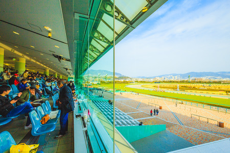 Hyogo,Japan - February 25, 2018: Hanshin Horse Racing course in Takarazuka Hyogo,Japan. Races held every Saturday and Sunday even on major holidays.のeditorial素材