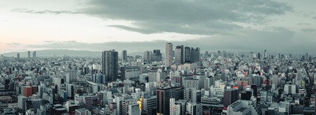 Osaka building at nightの写真素材