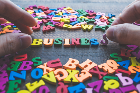 Wooden alphabet letters, businessの写真素材